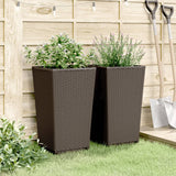 Jardinières 2 pcs marron 32,5x32,5x57 cm polypropylène