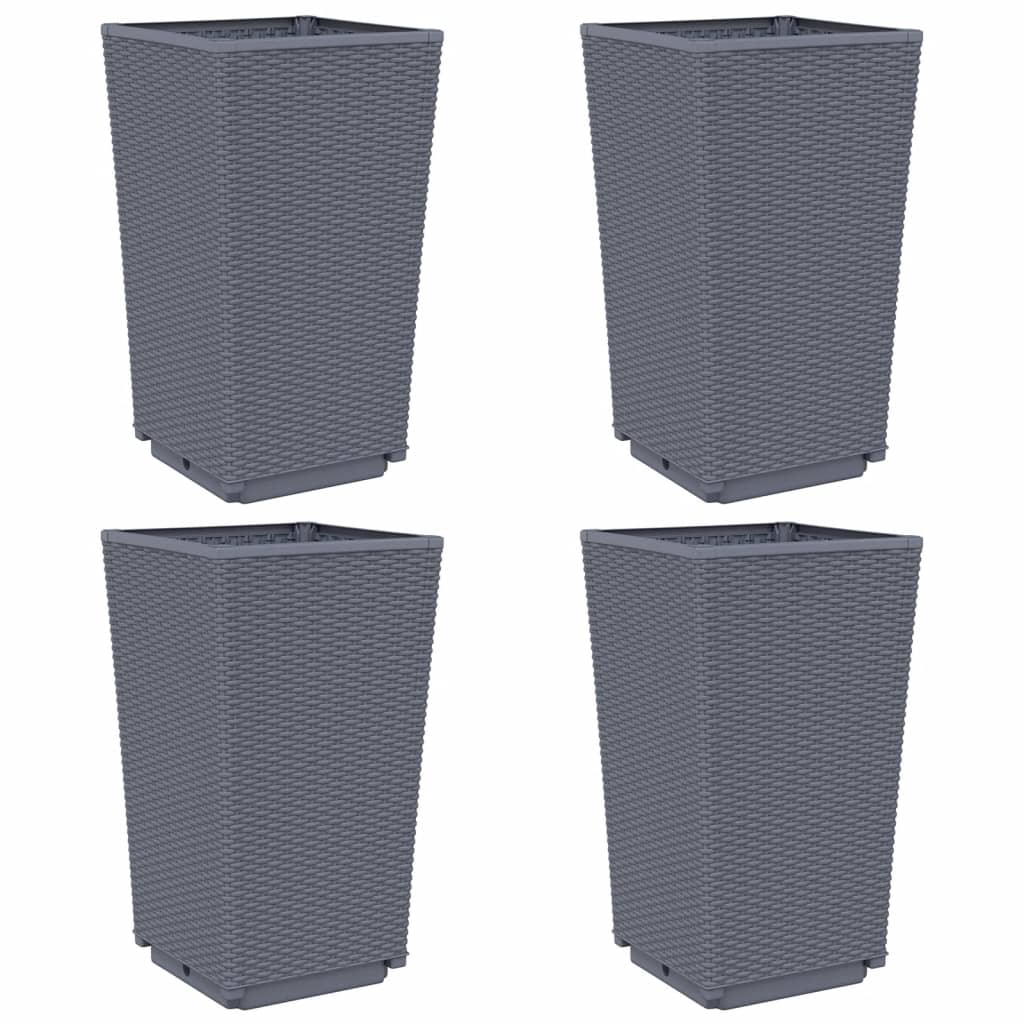 Jardinières 4 pcs bleu gris 32,5x32,5x57 cm PP