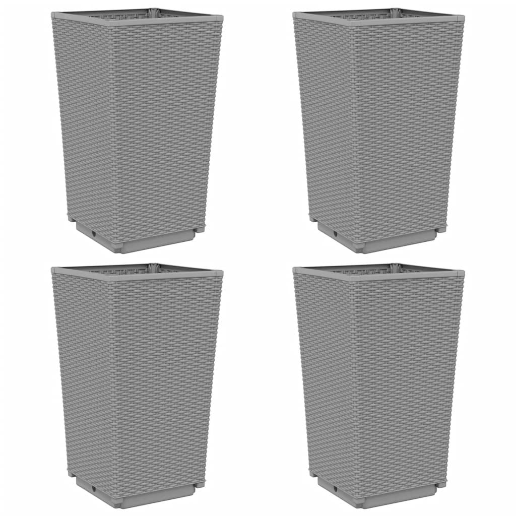 Jardinières 4 pcs gris clair 32,5x32,5x57 cm polypropylène