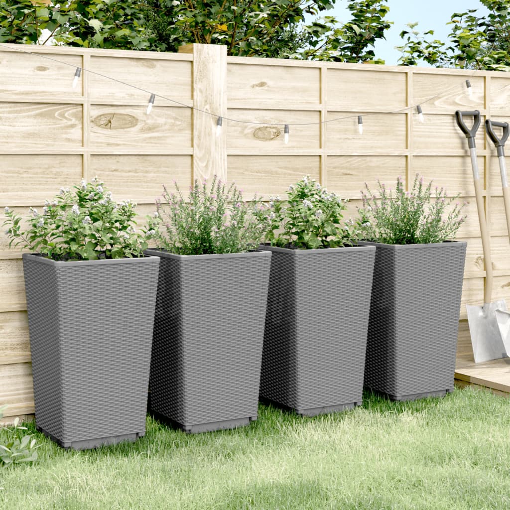 Jardinières 4 pcs gris clair 32,5x32,5x57 cm polypropylène