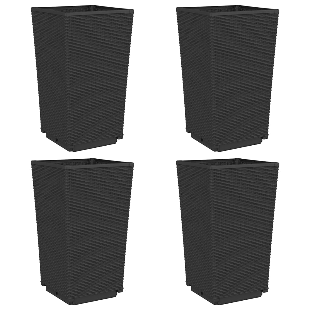 Jardinières 4 pcs noir 32,5x32,5x57 cm polypropylène