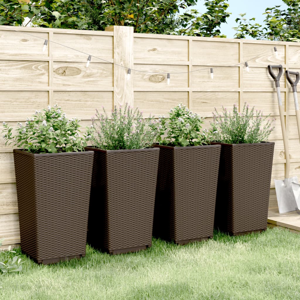 Jardinières 4 pcs marron 32,5x32,5x57 cm polypropylène