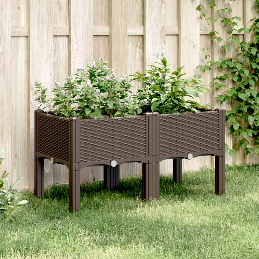 Jardinière avec pieds marron 80x40x42 cm PP