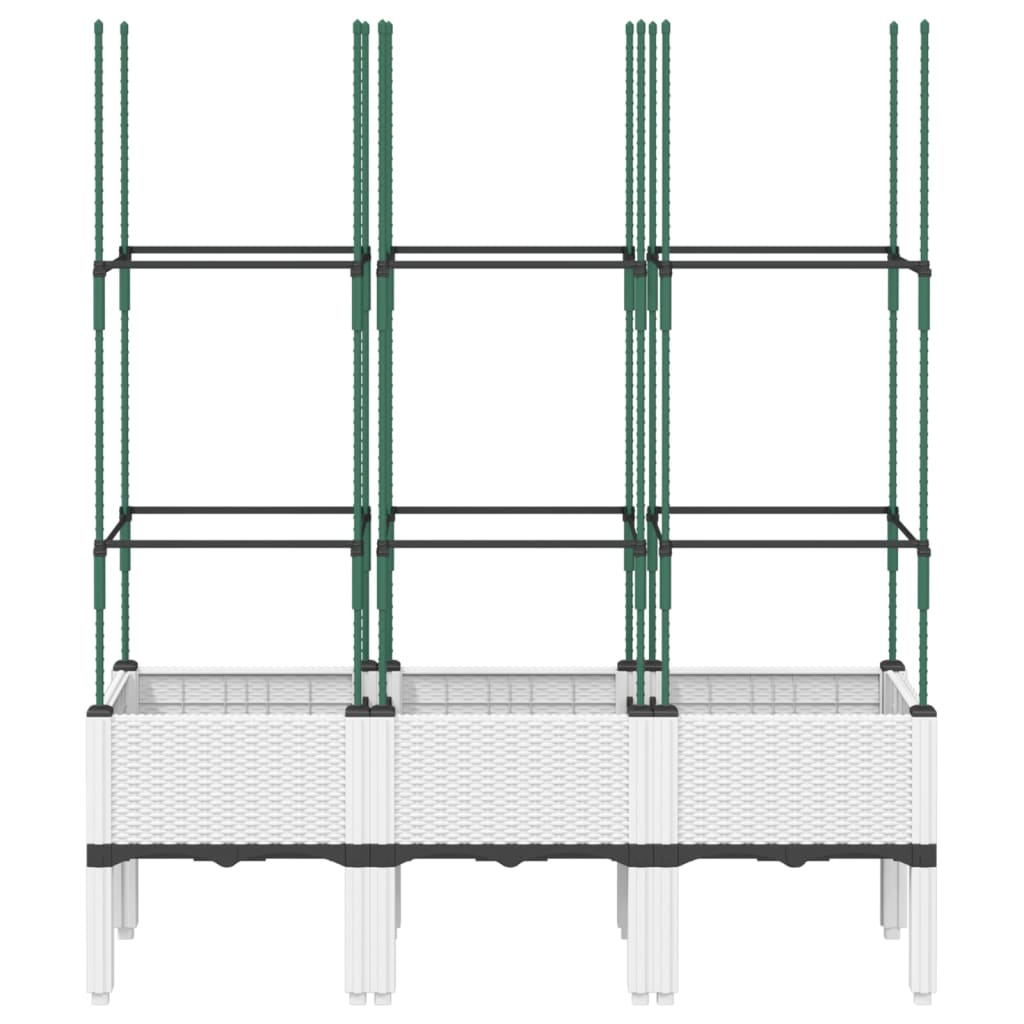 Jardinière avec treillis blanc 120x40x142,5 cm PP