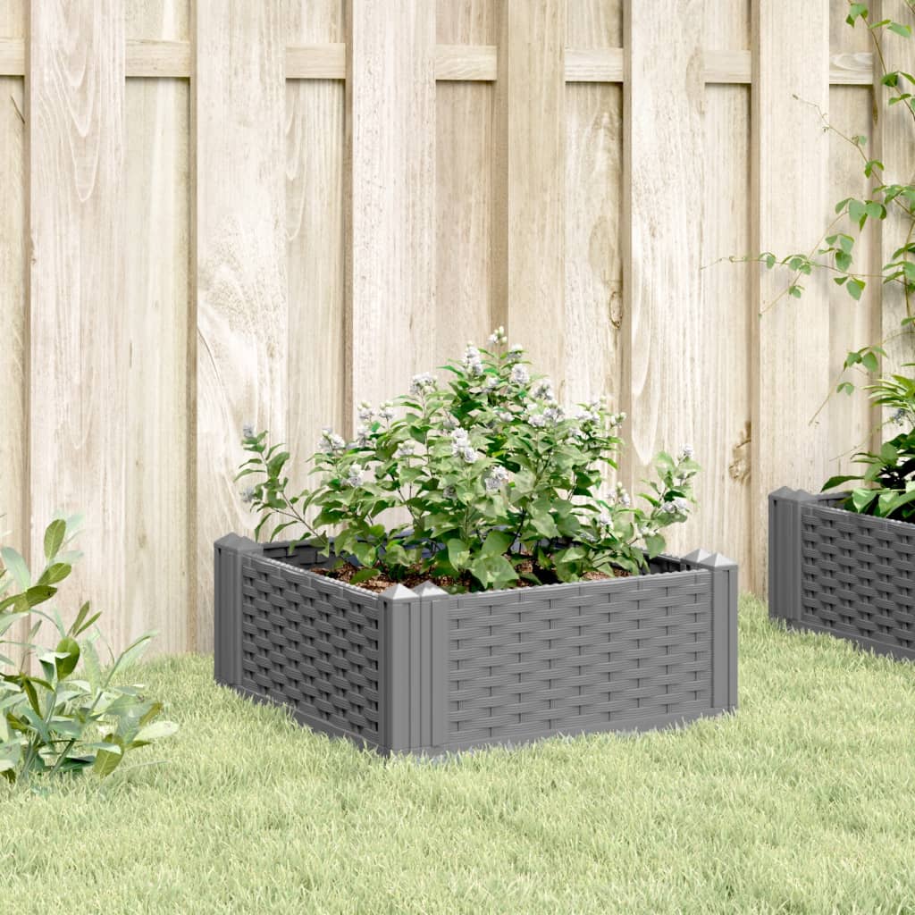 Jardinière avec piquets gris clair 42,5x42,5x28,5 cm PP