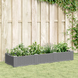 Jardinière avec piquets gris clair 125x40x28,5 cm PP