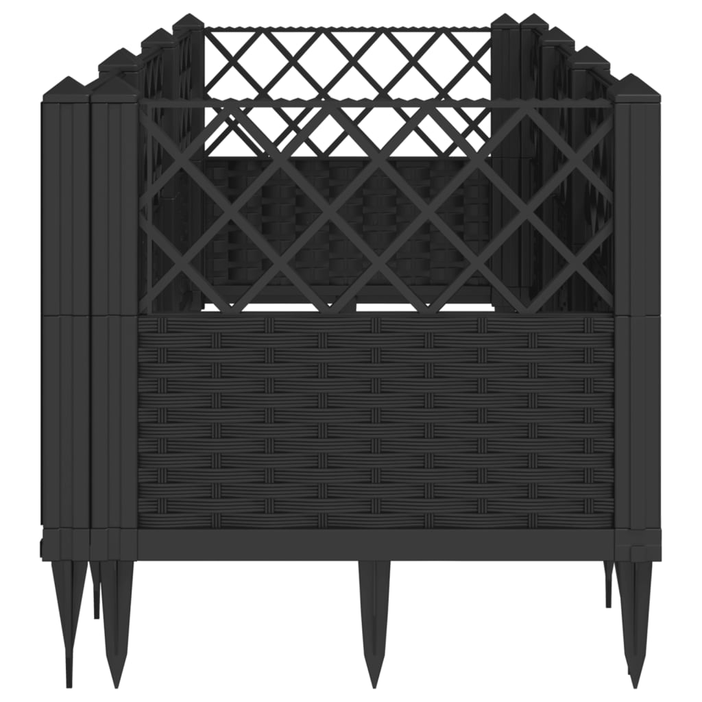 Jardinière avec piquets noir 123,5x43,5x43,5 cm PP