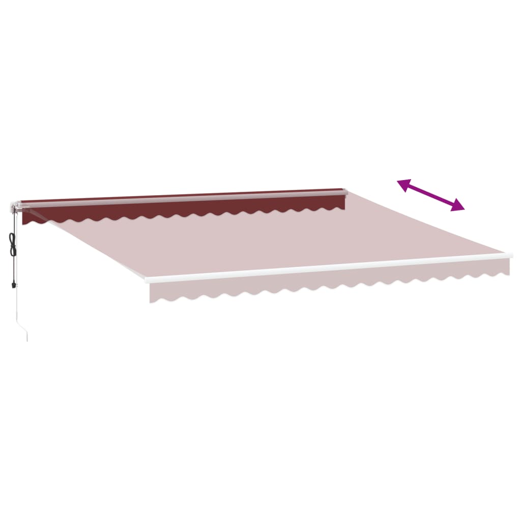 Automatisch einziehbare Markise mit burgunderroter LED 450x350 cm