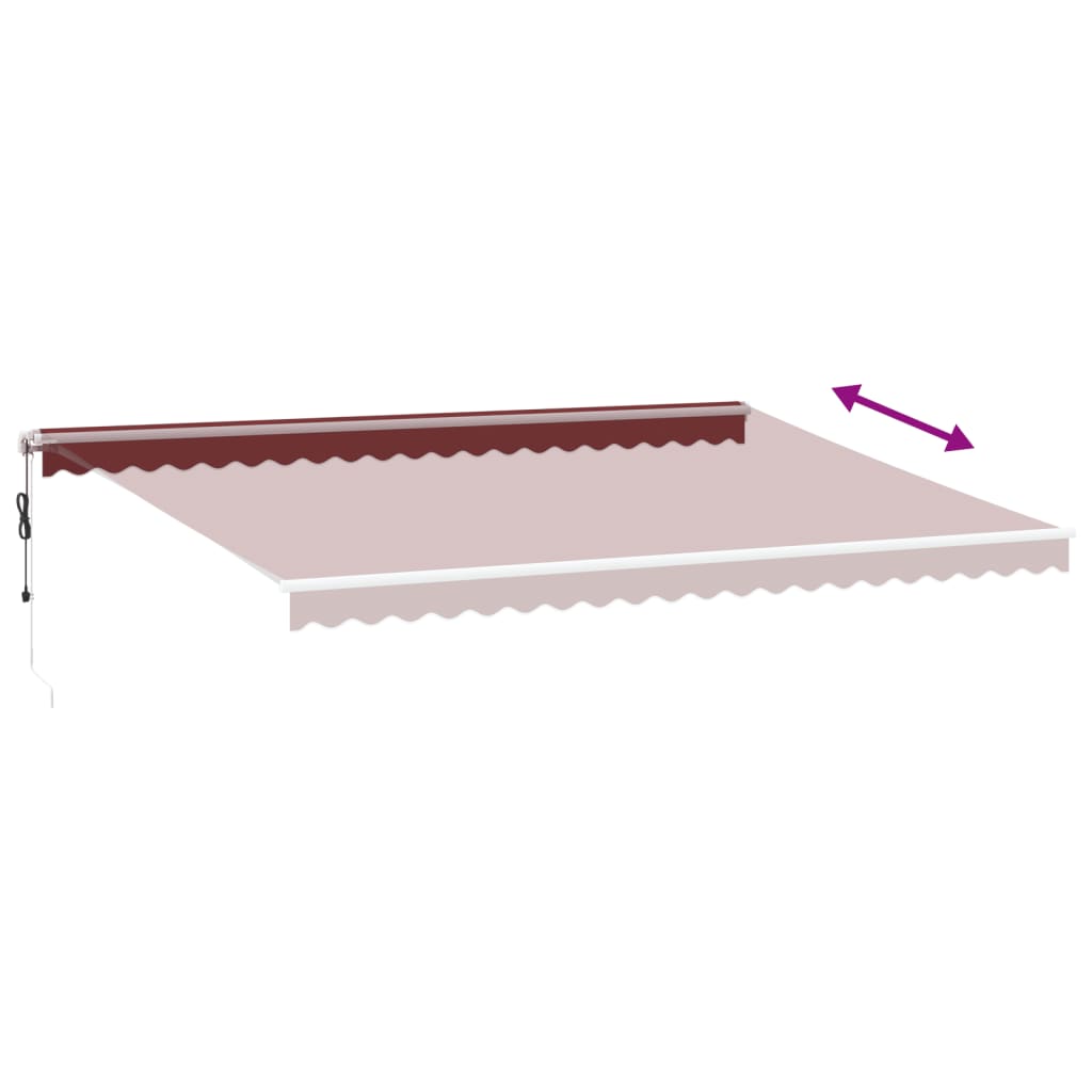 Automatisch einziehbare Markise mit burgunderroter LED 500x350 cm