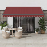 Manual retractable awning burgundy 400x350 cm