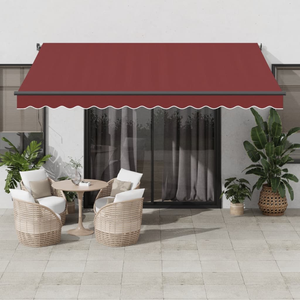 Einziehbare manuelle Markise mit burgunderroter LED 400x350 cm