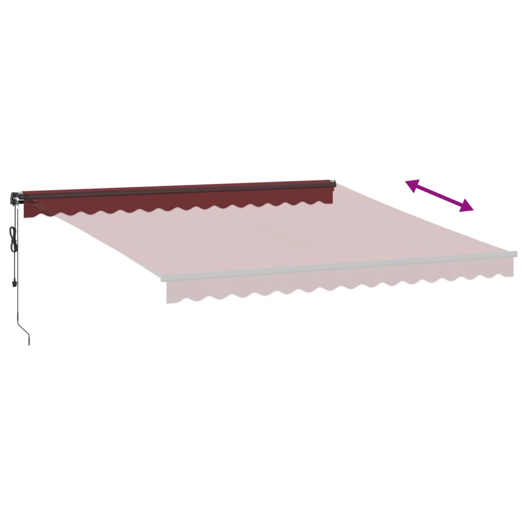 Burgunderrote automatische einziehbare Markise 400 x 350 cm