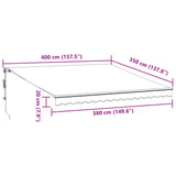 Burgunderrote automatische einziehbare Markise 400 x 350 cm