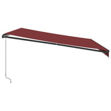 Manual retractable awning with LED burgundy 450x350 cm