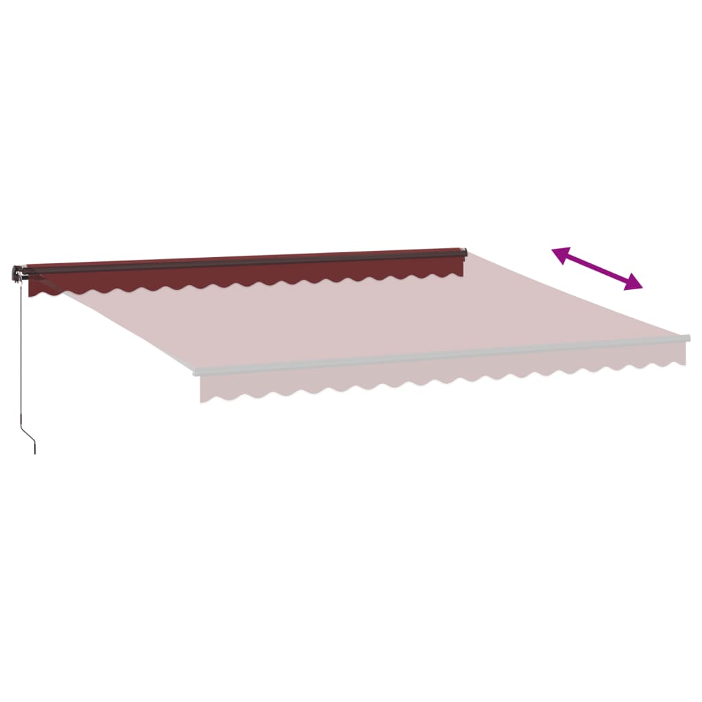 Manual retractable awning with LED burgundy 450x350 cm