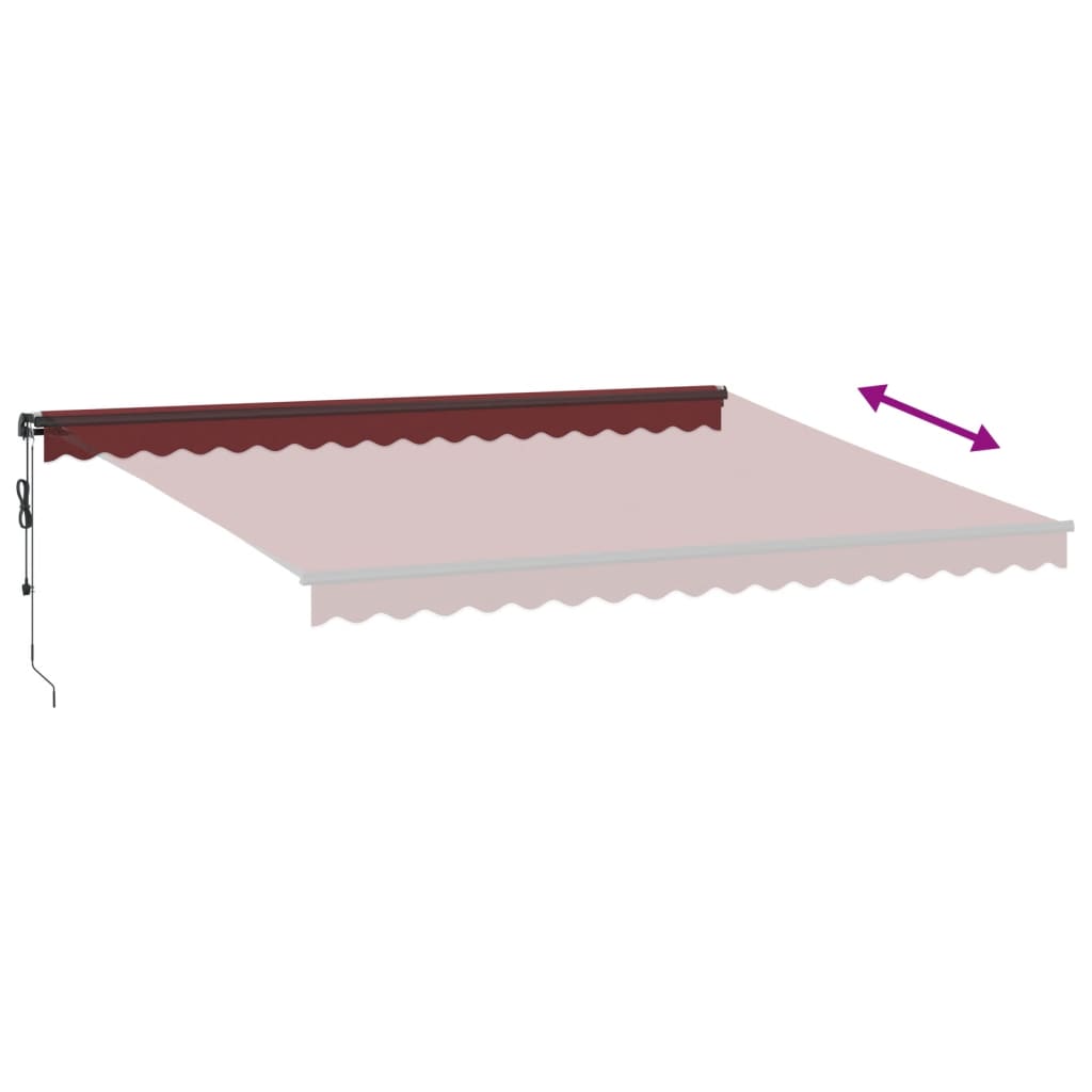 Burgunderrote automatische einziehbare Markise 450 x 350 cm