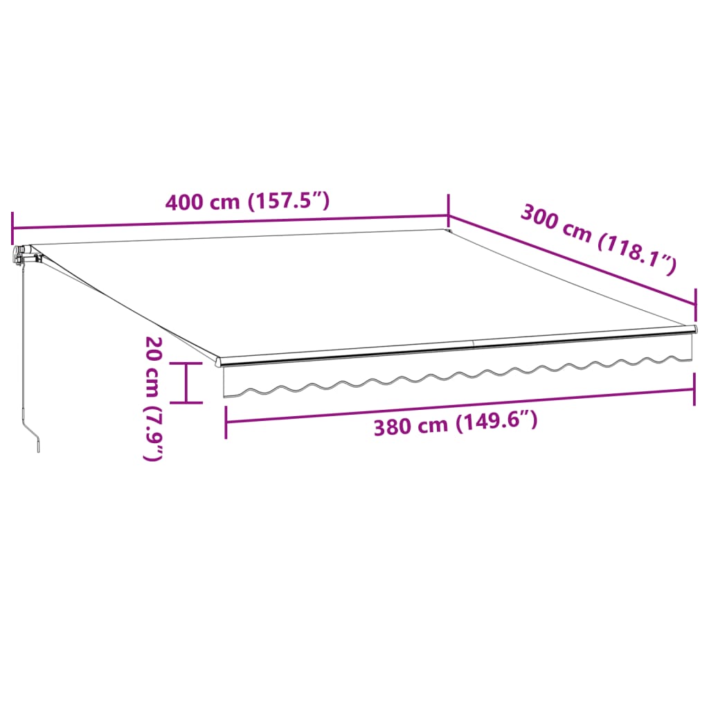 Automatic retractable awning burgundy 400x300 cm