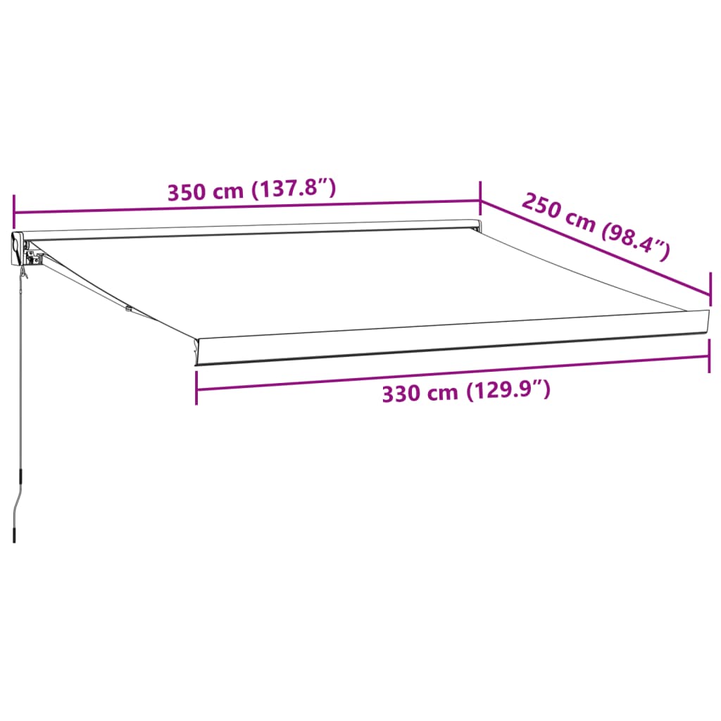 Burgunderrote einziehbare manuelle Markise 350 x 250 cm