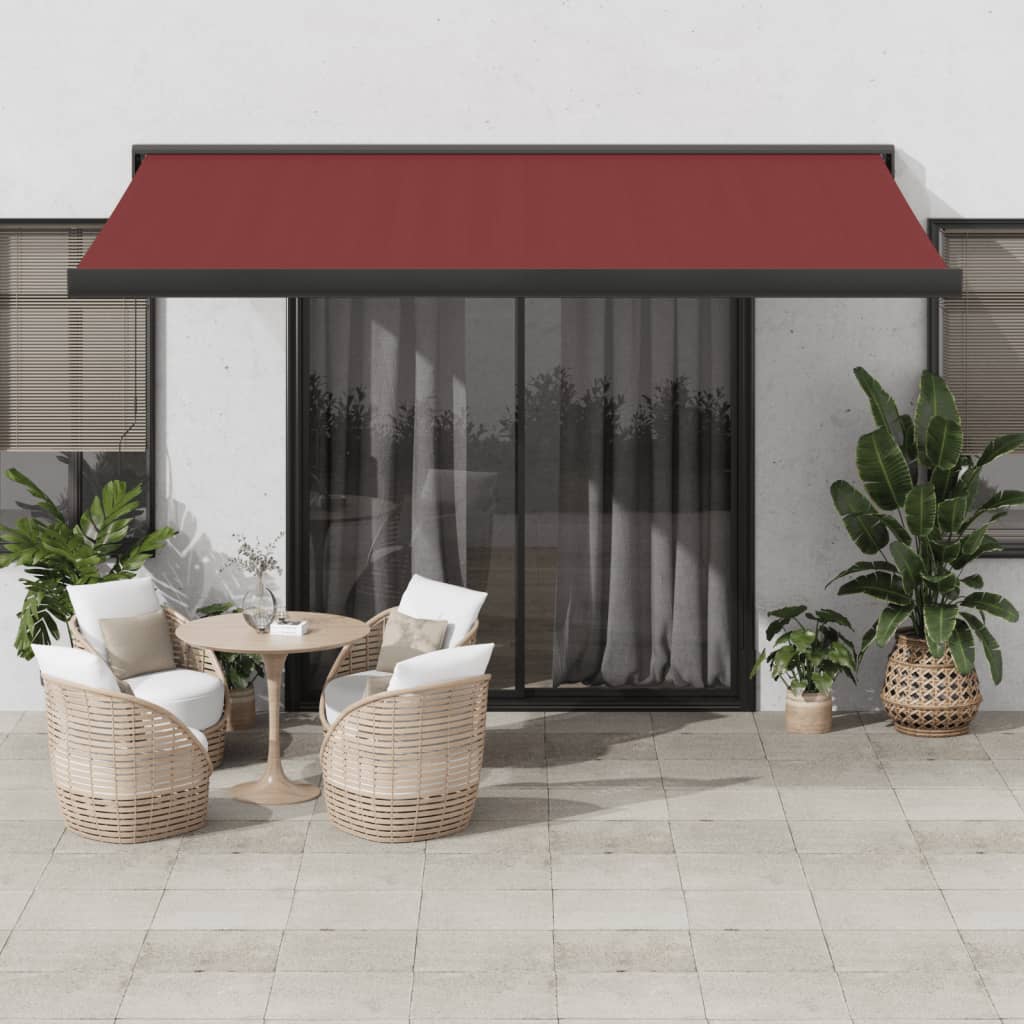 Manual retractable awning burgundy 450x300 cm