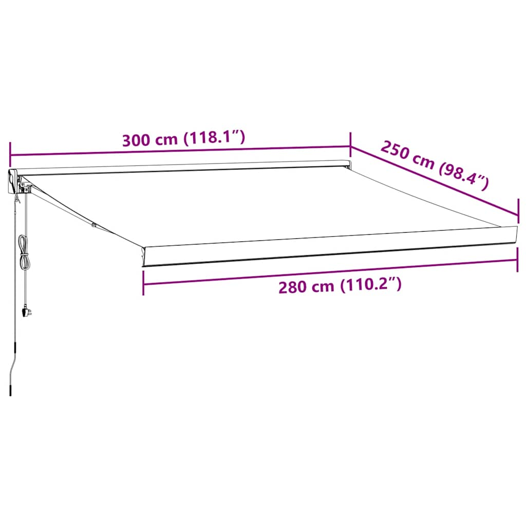 Auvent rétractable automatique bordeaux 300x250 cm