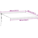 Burgunderrote automatische einziehbare Markise 400 x 300 cm