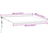 Auvent rétractable automatique bordeaux 450x300 cm