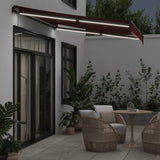 Manual retractable awning with LED burgundy 300x250 cm