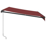 Manual retractable awning with LED burgundy 300x250 cm