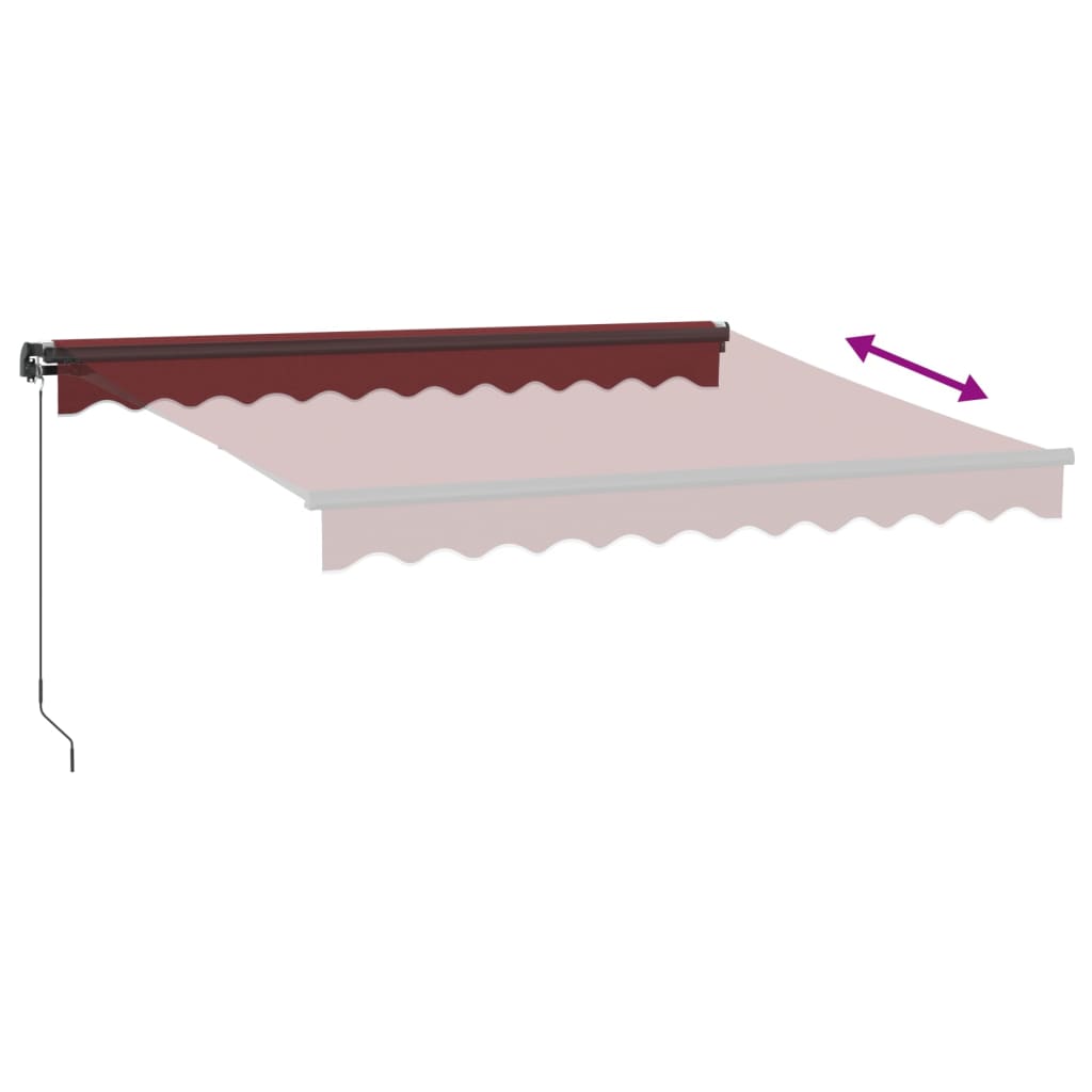 Manual retractable awning with LED burgundy 300x250 cm