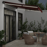 Manual retractable awning with LED burgundy 350x250 cm