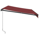 Manual retractable awning with LED burgundy 350x250 cm