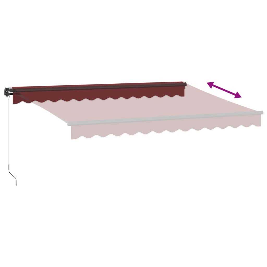 Manual retractable awning with LED burgundy 350x250 cm