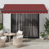 Manual retractable awning with LED burgundy 350x250 cm