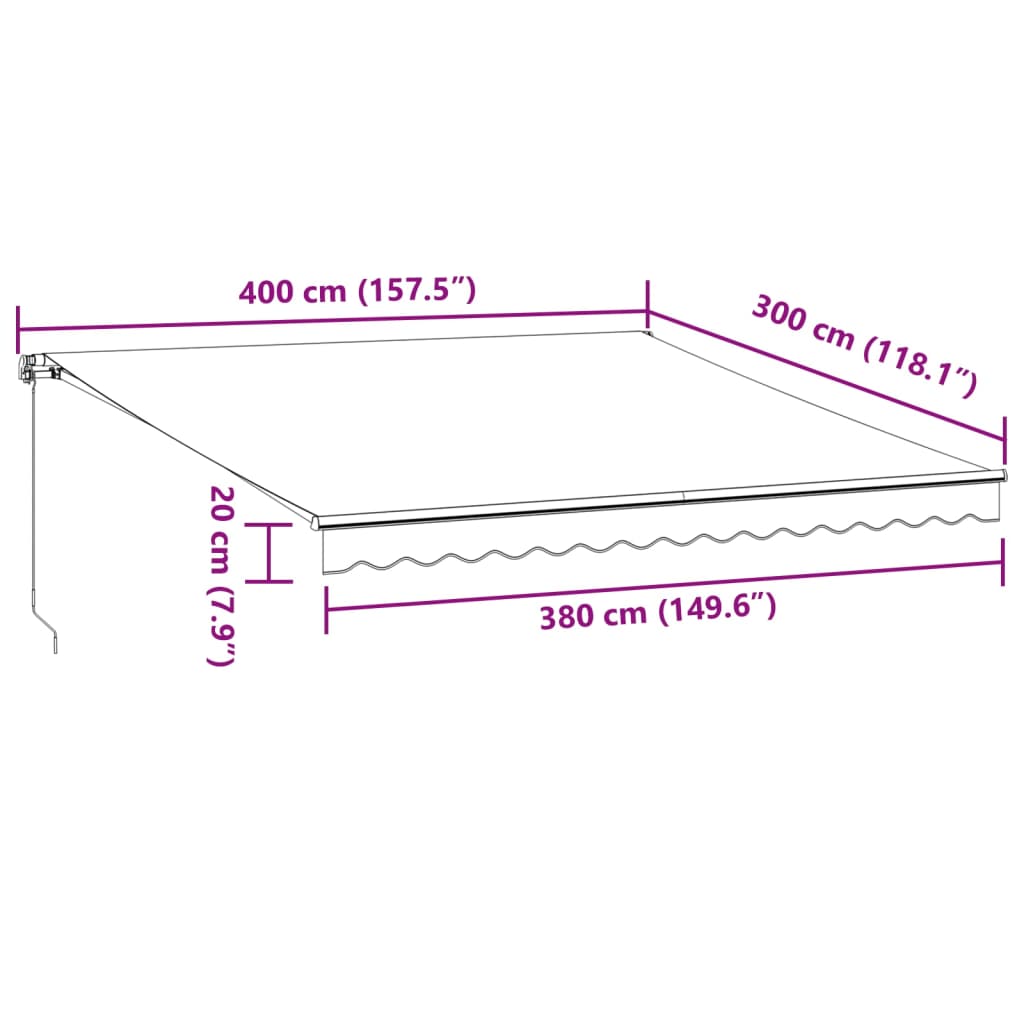 Einziehbare manuelle Markise mit brauner LED 400x300 cm