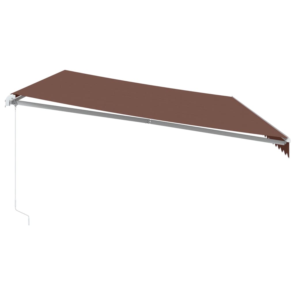 Manual retractable awning with LED brown 600x300 cm