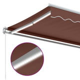 Manual retractable awning with LED brown 600x300 cm