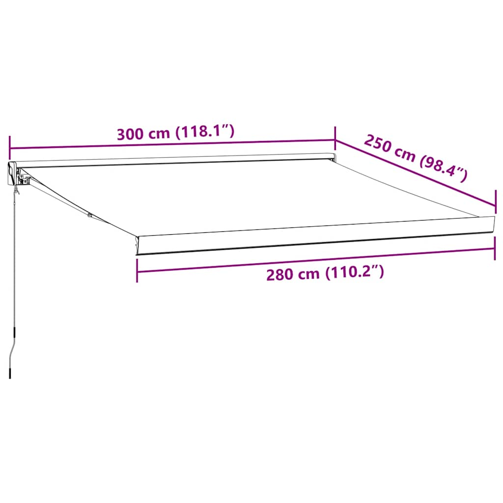 Braune einziehbare manuelle Markise 300x250 cm