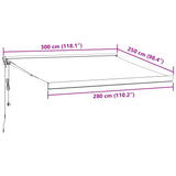 Braune automatisch einziehbare Markise 300x250 cm