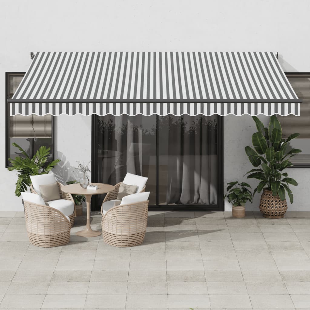 Automatic retractable awning with LED anthracite and white