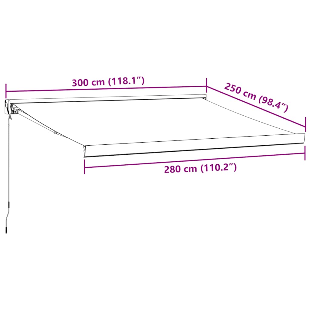 Einziehbare Markise anthrazit/weiß 3x2,5 m Stoff und Aluminium