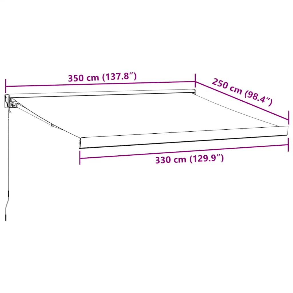 Einziehbare Markise in Anthrazit und Weiß, 3,5 x 2,5 m, Stoff/Aluminium