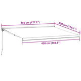 Anthrazit-weiße einziehbare Markise 4,5 x 3 m Stoff/Aluminium