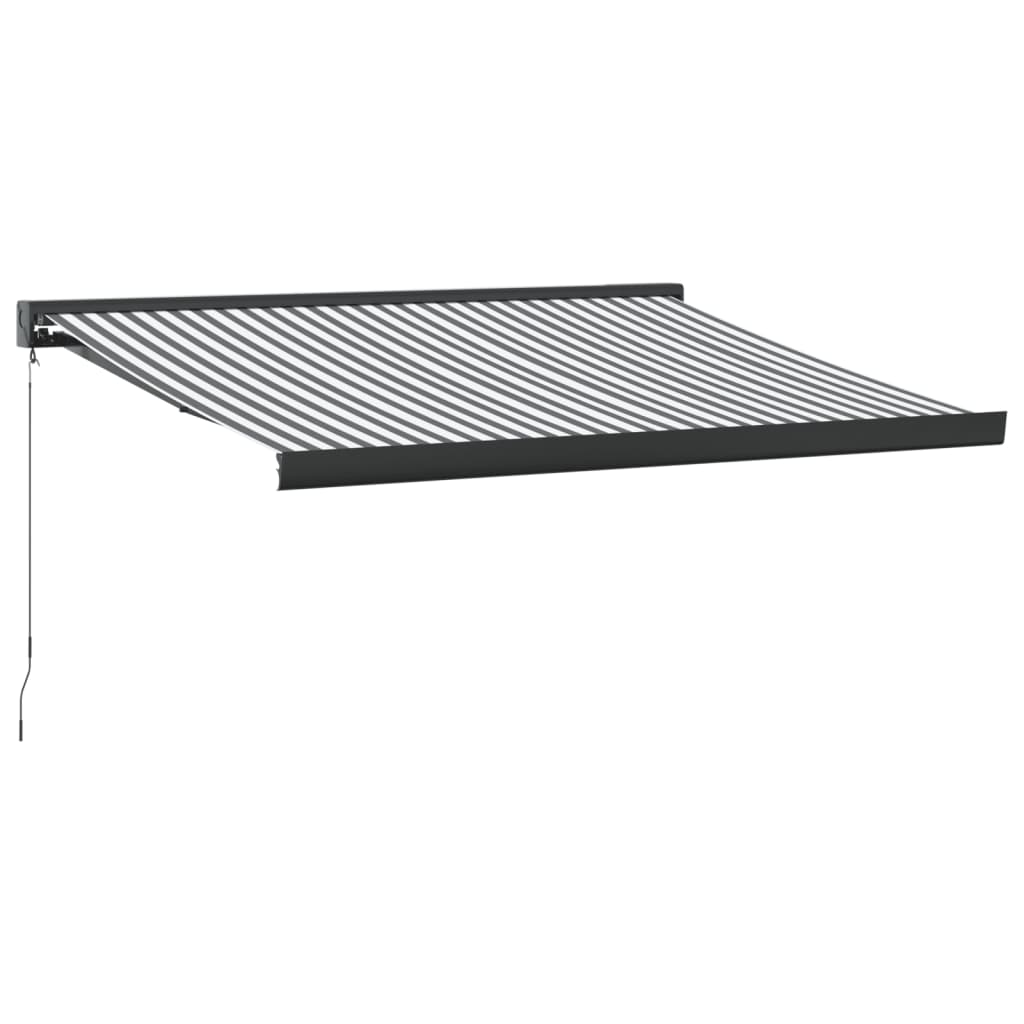 Einziehbare Markise anthrazit/weiß 3x2,5 m Stoff und Aluminium