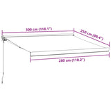 Einziehbare Markise anthrazit/weiß 3x2,5 m Stoff und Aluminium