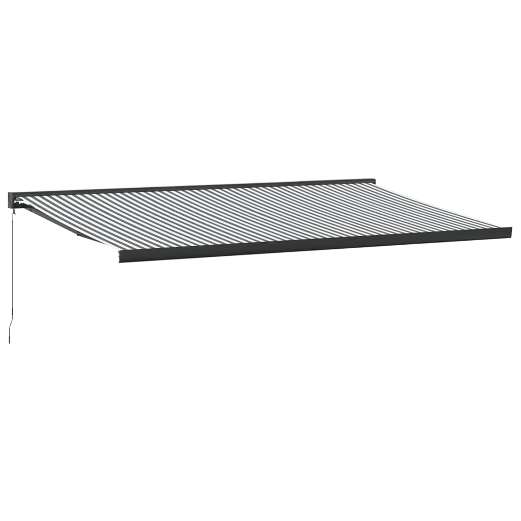 Auvent rétractable anthracite et blanc 5x3 m tissu et aluminium