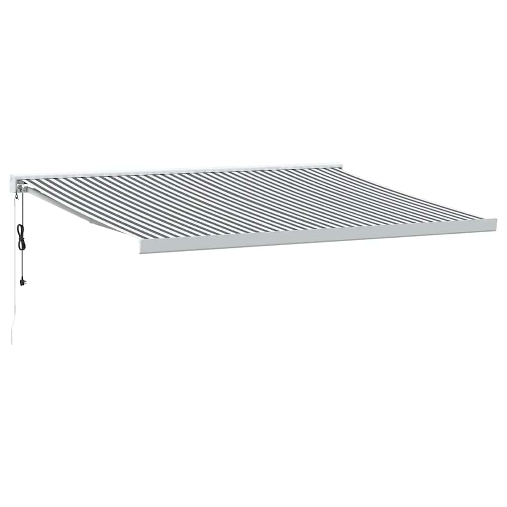 Auvent rétractable anthracite et blanc 4x3 m tissu et aluminium