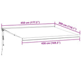 Anthrazit-weiße einziehbare Markise 4,5 x 3 m Stoff/Aluminium