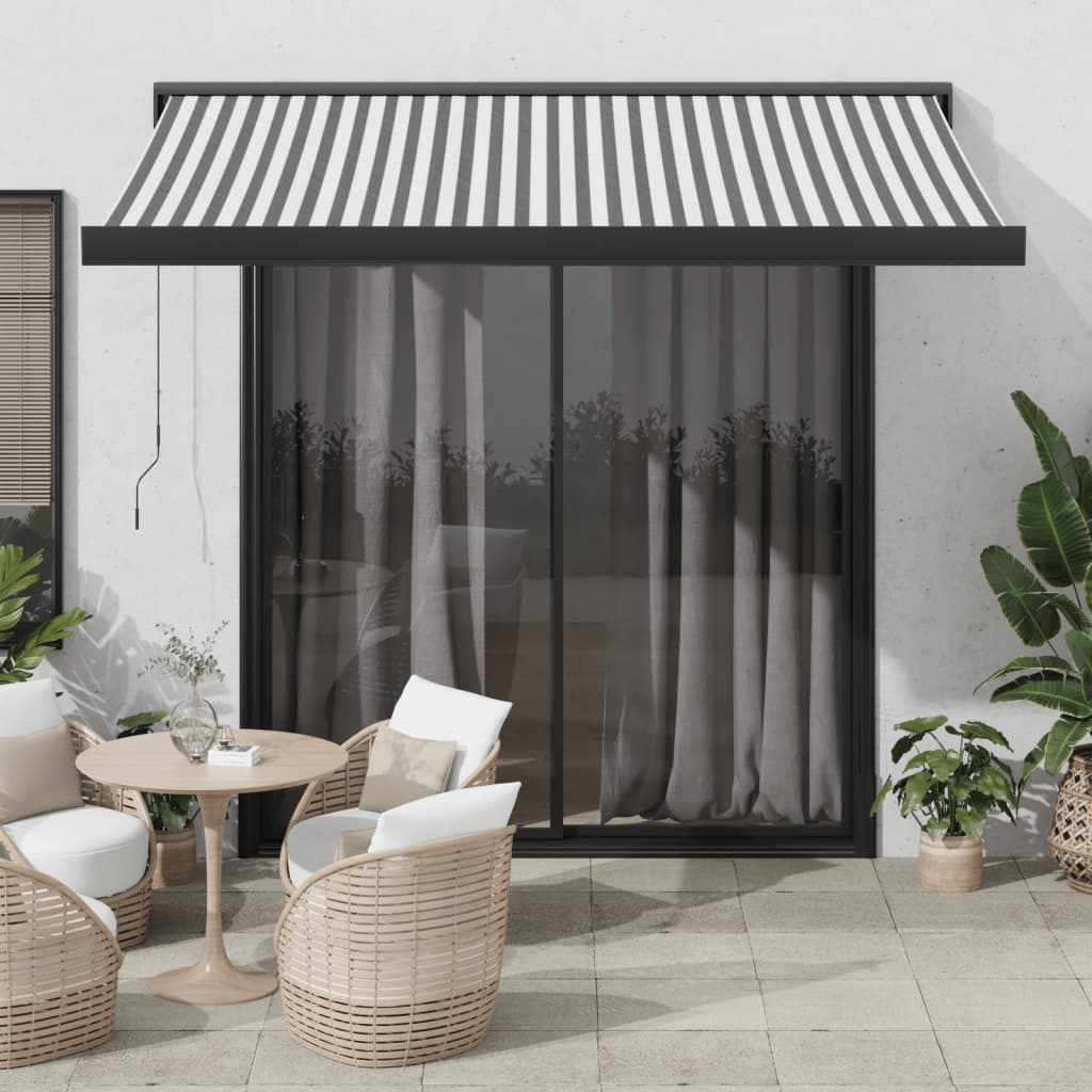 Retractable awning anthracite and white 3.5x2.5m fabric/aluminium