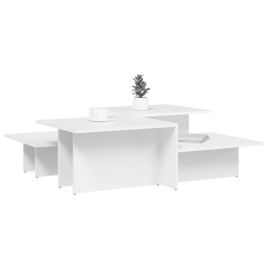 Tables basses 2 pcs blanc bois d'ingénierie