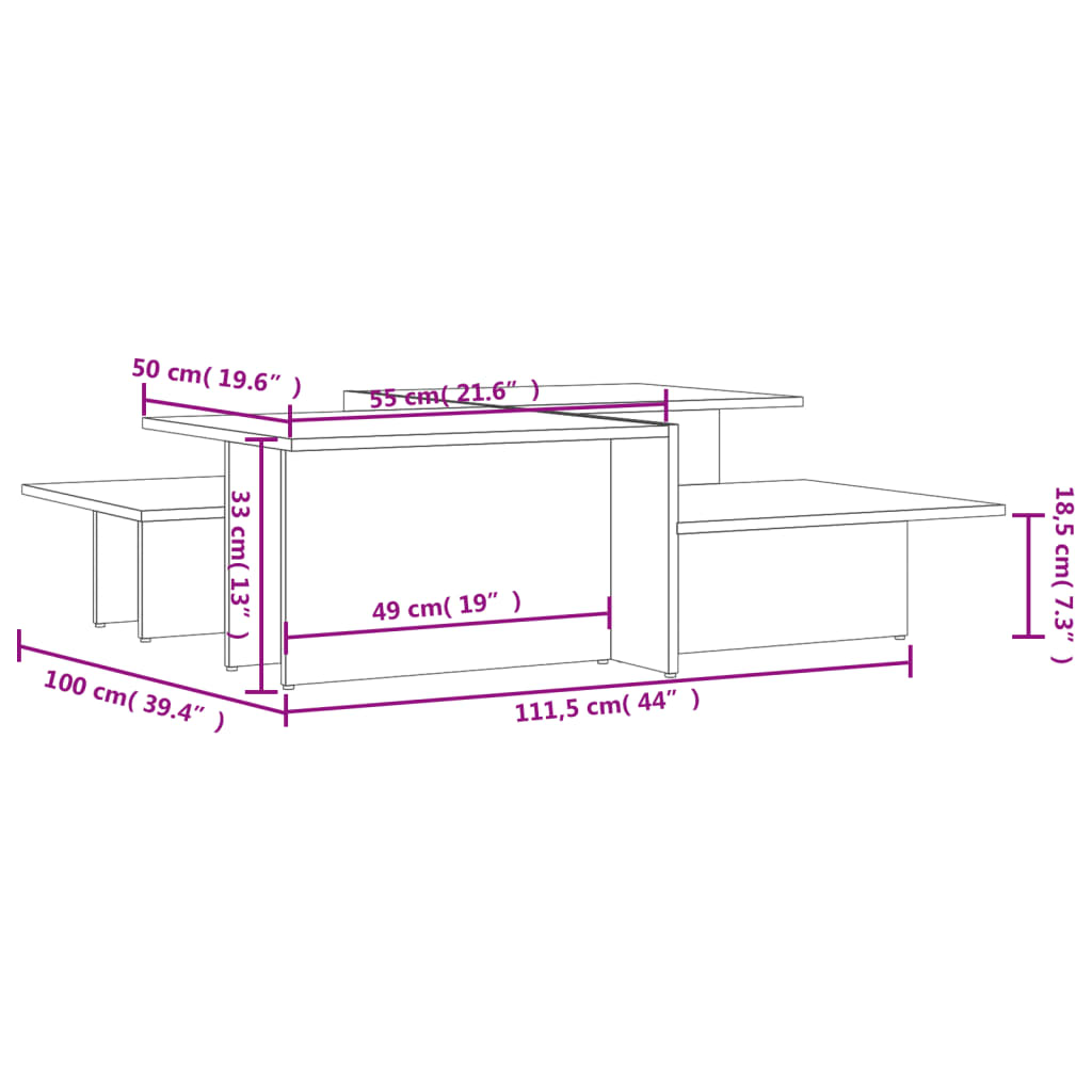 Tables basses 2 pcs Chêne sonoma Bois d'ingénierie